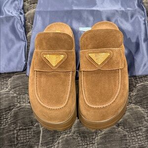 Prada Brown Suede Mules